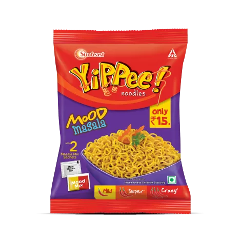 Sunfeast YiPPee! Mood Masala Long, Non-Sticky Noodles | with 2X Spice Mix and tastemaker | 70g Pack